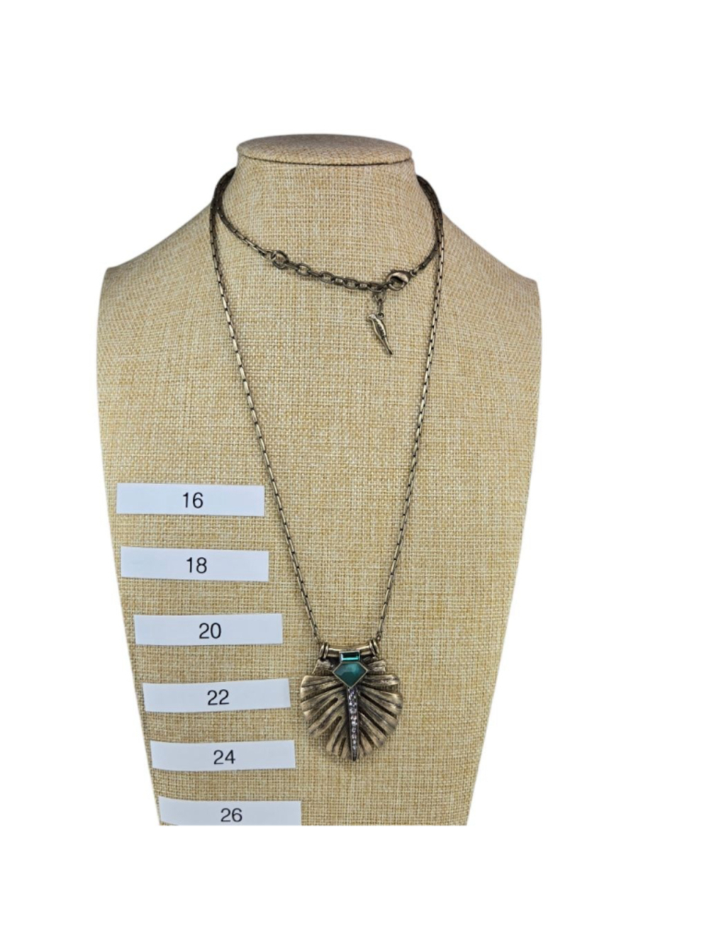 Chloe + Isabel Marquesas Gold Tone Leaf Necklace with Green Stones Rhinestone